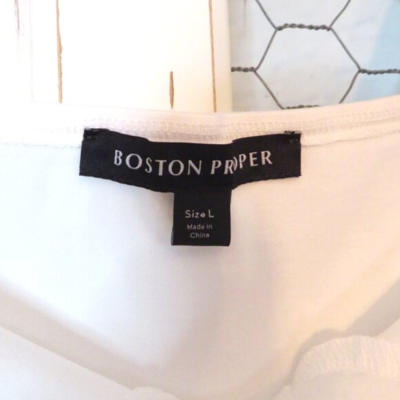 NWOT Boston Proper White Puff Sleeve Ponte Square Neck Knit Top Size Large - Picture 3 of 7